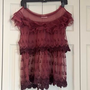 Free People Purple Ruffle Top
